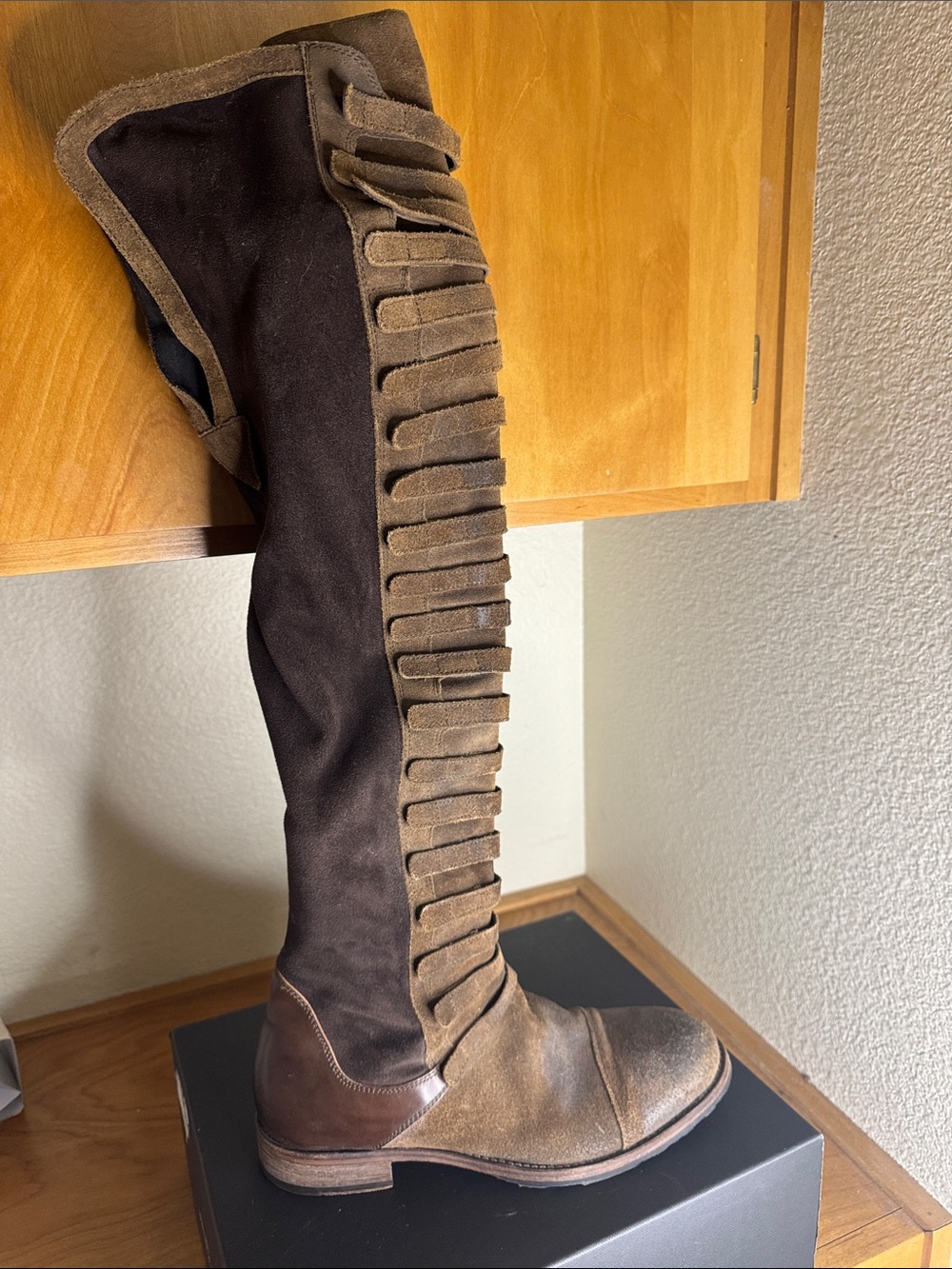 Free People Brown Suede Over-the-Knee Fringe Boots